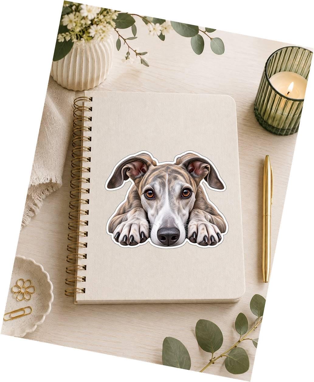 Greyhound Sticker, Running Greyhound Vinyl Decal, Waterproof Laminated Dog Sticker st 110
