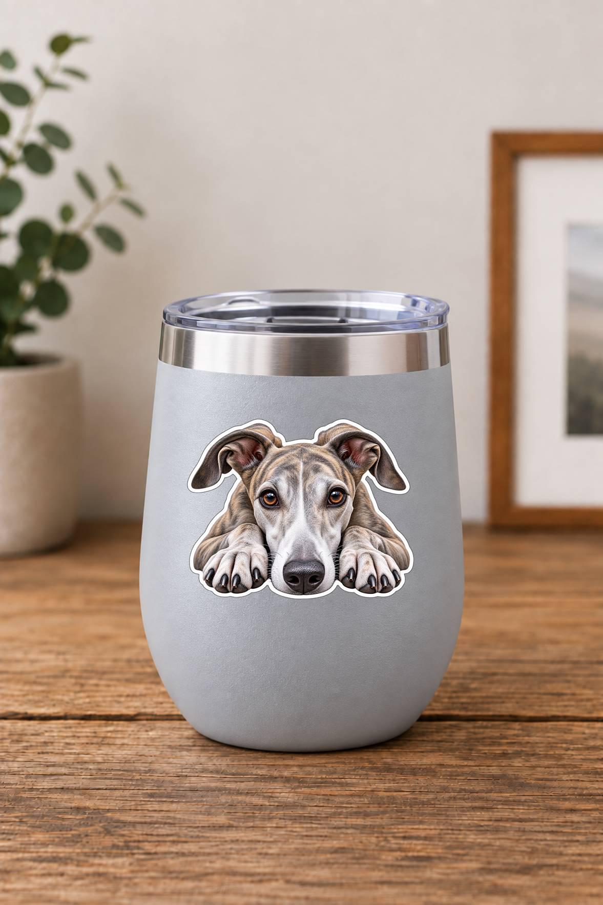 Greyhound Sticker, Running Greyhound Vinyl Decal, Waterproof Laminated Dog Sticker st 110