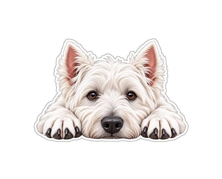 Westie Sticker, West Highland White Terrier Vinyl Decal, Waterproof Laminated Dog Sticker st 115