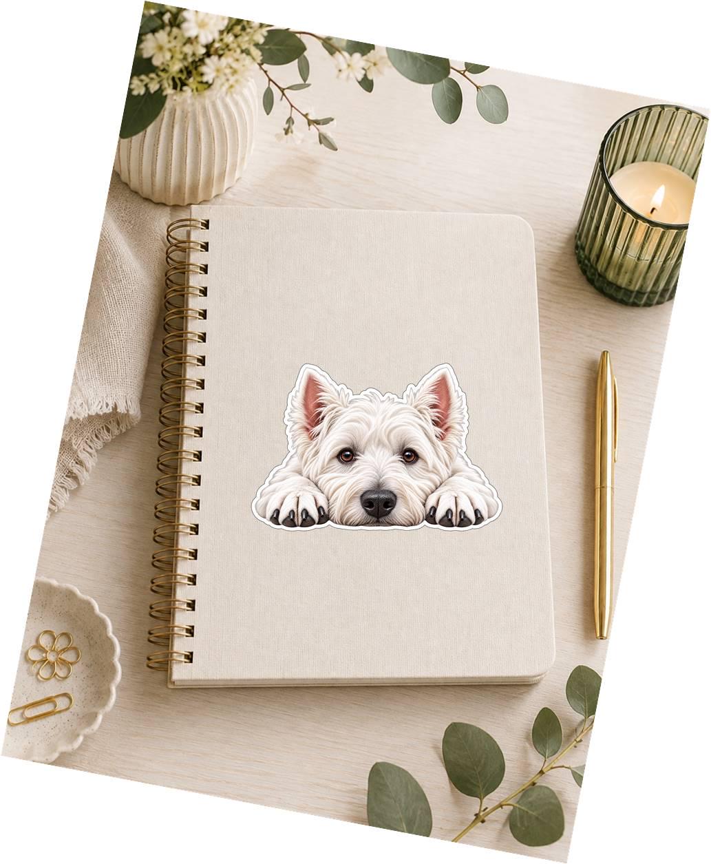 Westie Sticker, West Highland White Terrier Vinyl Decal, Waterproof Laminated Dog Sticker st 115