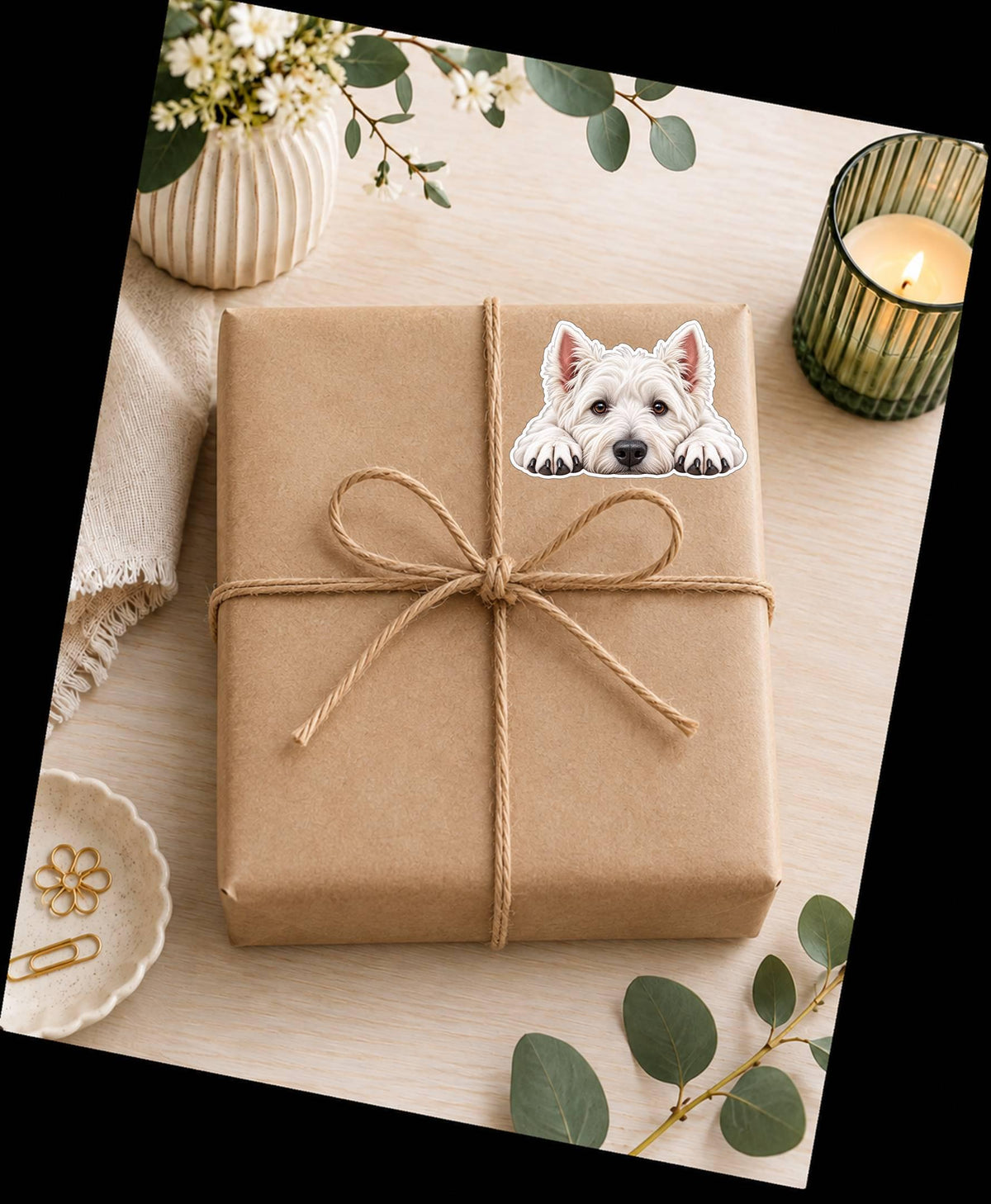 Westie Sticker, West Highland White Terrier Vinyl Decal, Waterproof Laminated Dog Sticker st 115