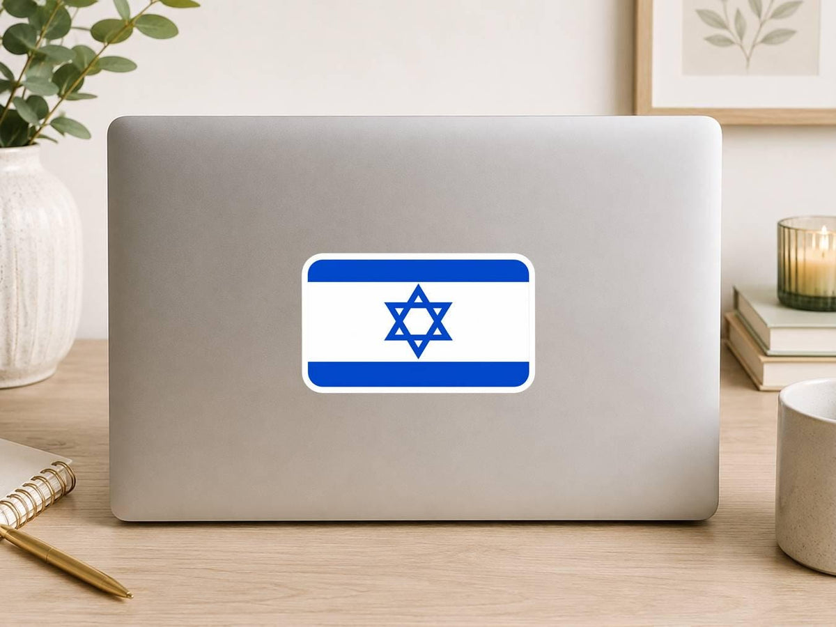Israel Flag Sticker, Israeli Flag Vinyl Decal, Star of David Sticker, Israel Country Flag, Laptop Water Bottle Car Decal ST 050