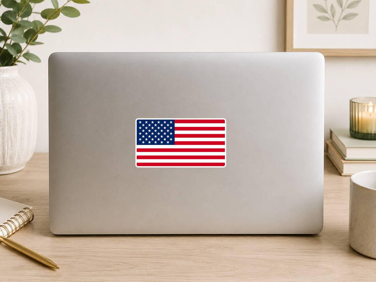 American Flag Sticker, USA Flag Vinyl Decal, Patriotic American Sticker, United States Flag, Laptop Water Bottle Car Decal ST 054