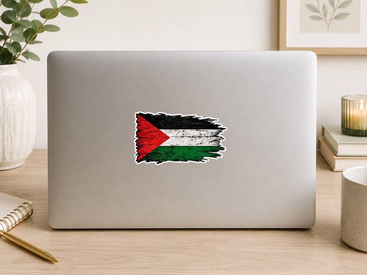 Palestine Flag Tattered Sticker, Palestinian Flag Vinyl Decal, Palestine Country Flag Sticker, Laptop Water Bottle Car Decal ST 052