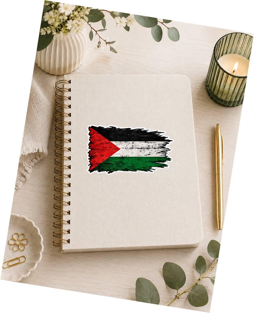Palestine Flag Tattered Sticker, Palestinian Flag Vinyl Decal, Palestine Country Flag Sticker, Laptop Water Bottle Car Decal ST 052