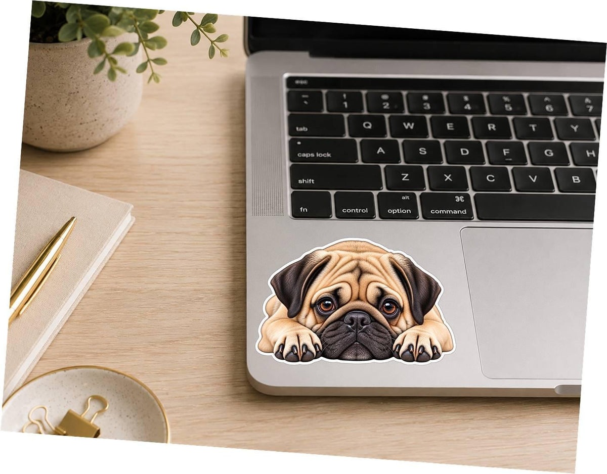 Pug Sticker, Pug Dog Vinyl Decal, Waterproof Laminated Dog Sticker st 122