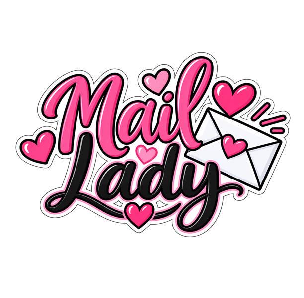 Mail Lady Sticker, Female Mail Carrier Decal, Postal Worker Gift, Cute Pink Mailwoman Sticker ST 061