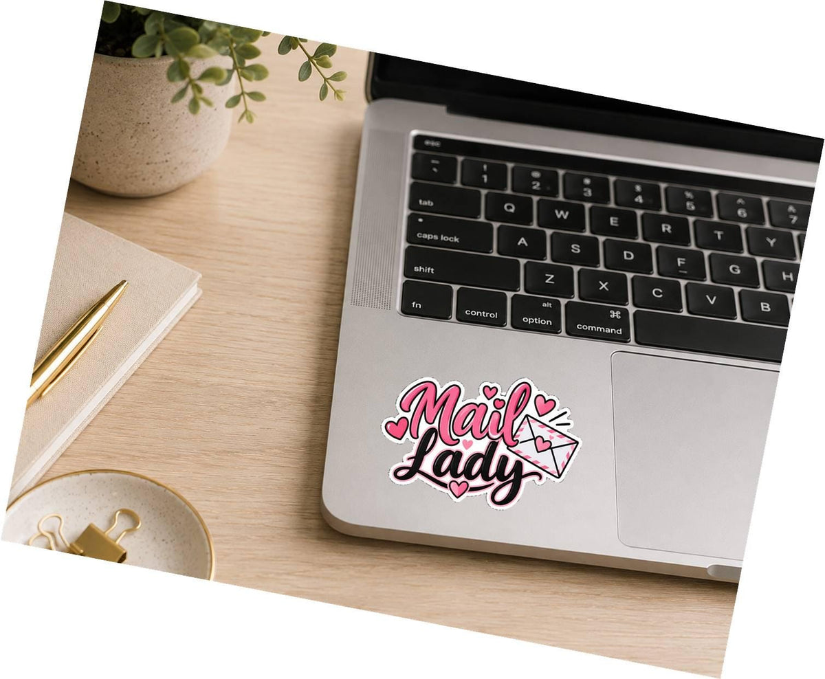 Mail Lady Sticker, Female Mail Carrier Decal, Postal Worker Gift, Cute Pink Mailwoman Sticker ST 061