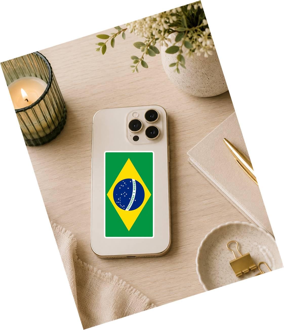 Brazil Flag Sticker, Brazilian Flag Decal, Brazil Vinyl Sticker, Brazilian Pride Sticker, Brasil Flag Decal ST 068
