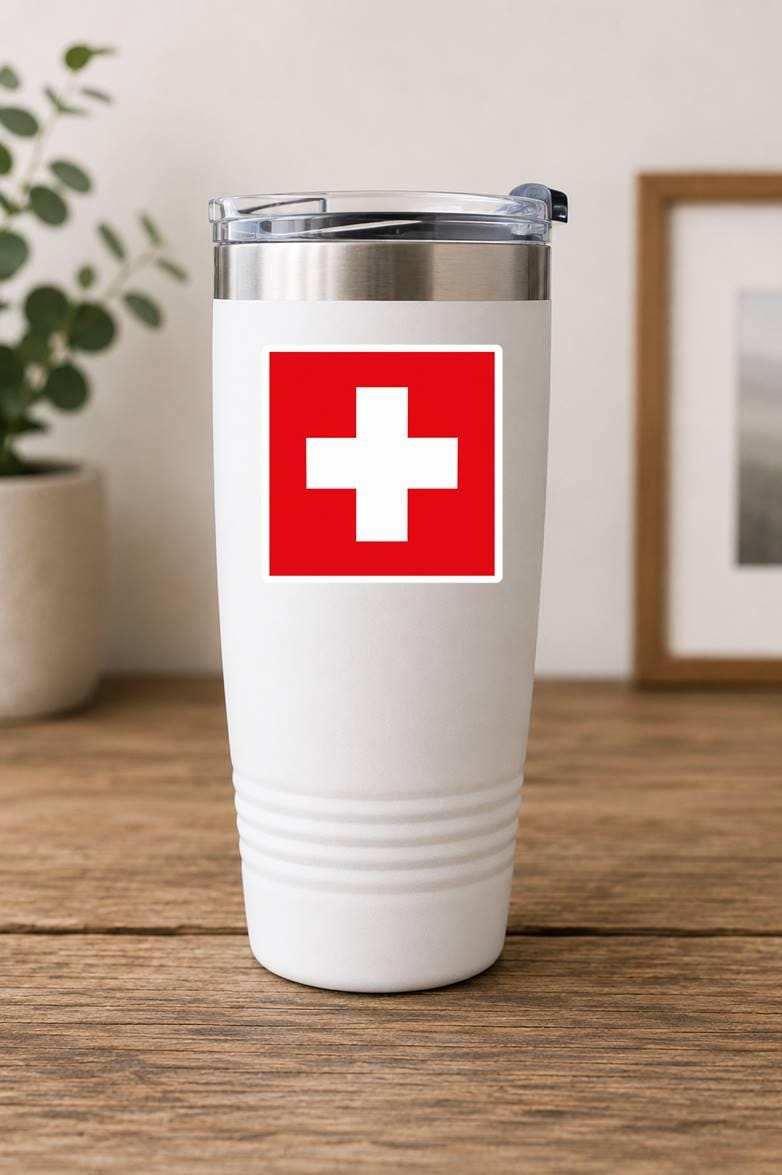 Switzerland Flag Sticker, Swiss Flag Decal, Switzerland Vinyl Sticker, Swiss Pride Sticker, Switzerland Decal ST 069