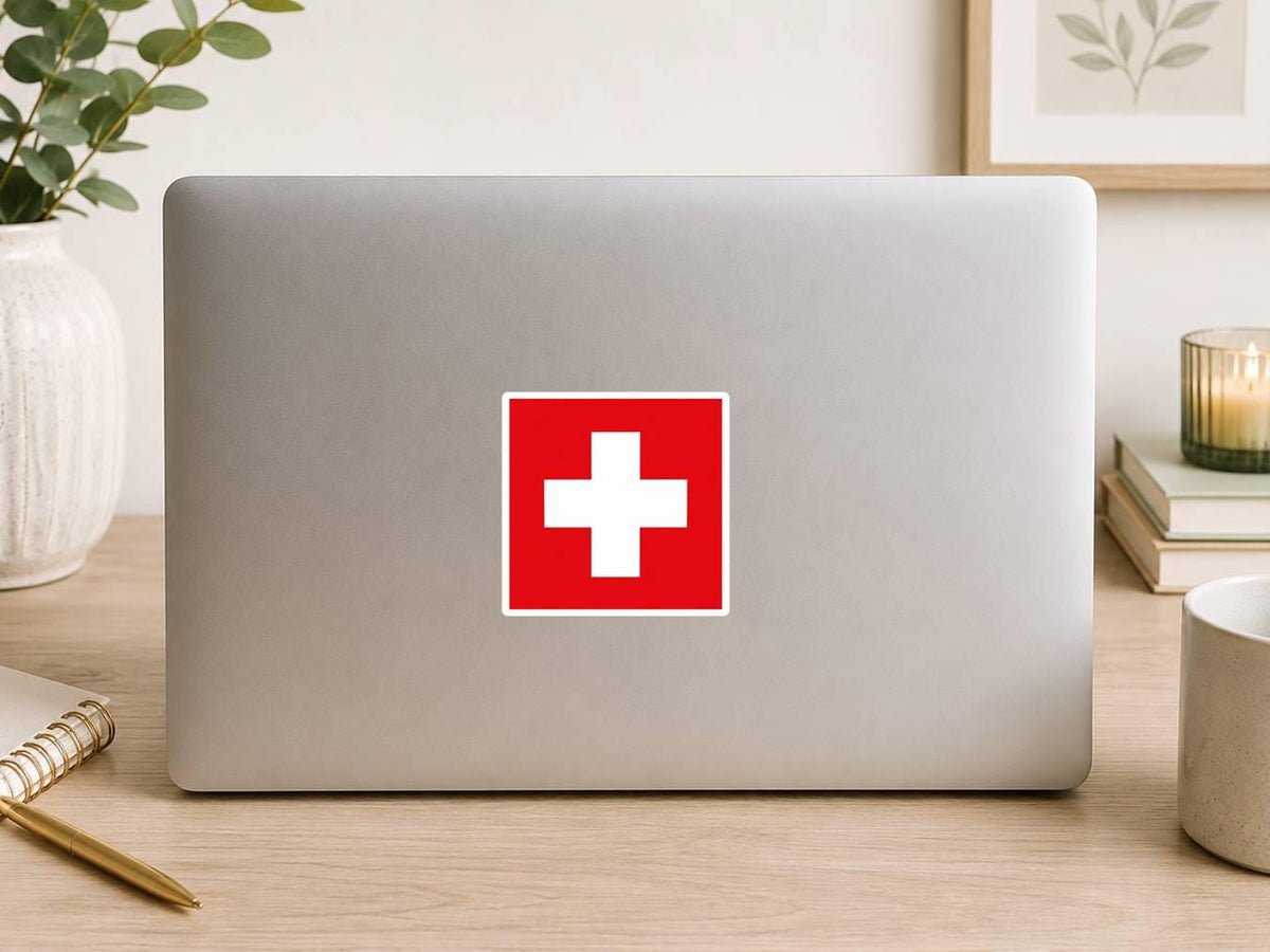 Switzerland Flag Sticker, Swiss Flag Decal, Switzerland Vinyl Sticker, Swiss Pride Sticker, Switzerland Decal ST 069
