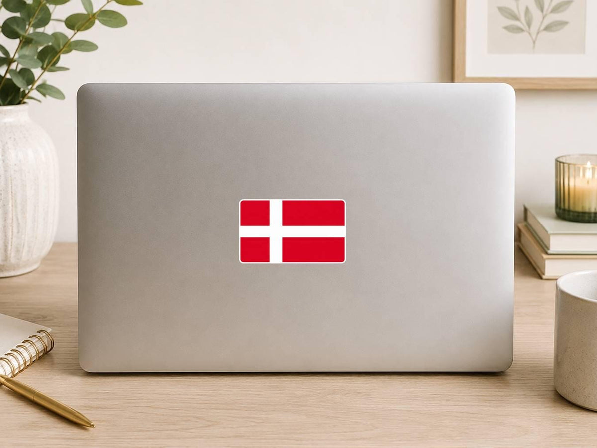 Denmark Flag Sticker, Danish Flag Decal, Denmark Vinyl Sticker, Danish Pride Sticker, Denmark Travel Decal ST 074