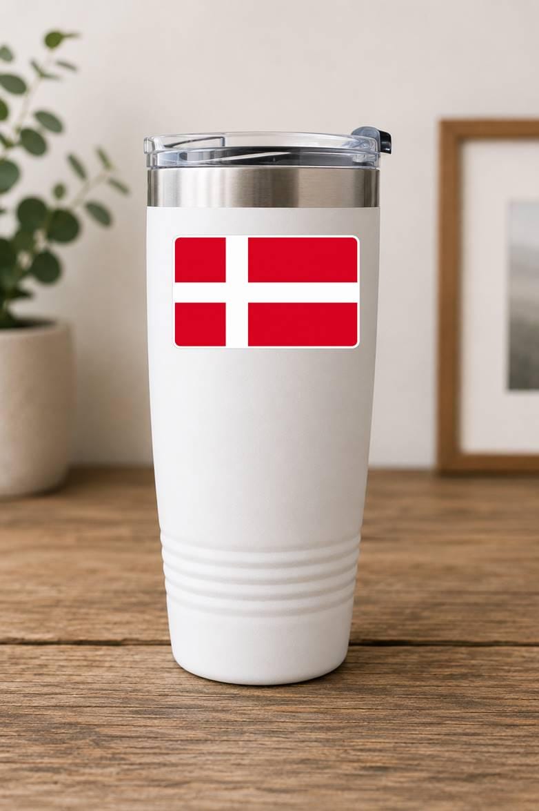 Denmark Flag Sticker, Danish Flag Decal, Denmark Vinyl Sticker, Danish Pride Sticker, Denmark Travel Decal ST 074