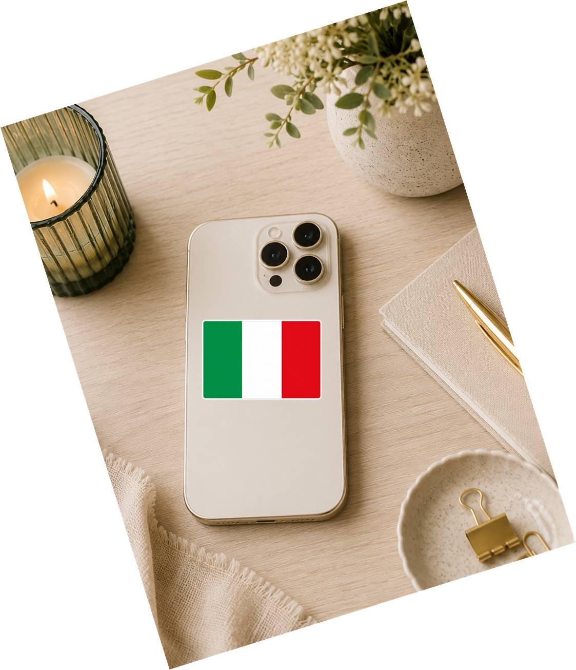 Italy Flag Sticker, Italian Flag Decal, Italy Vinyl Sticker, Italian Pride Sticker, Italy Travel Decal ST 075