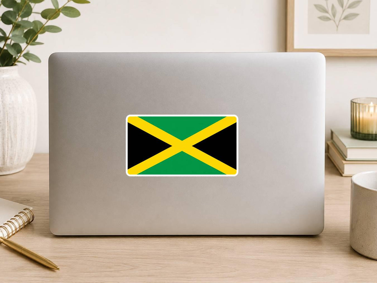 Jamaica Flag Sticker, Jamaican Flag Decal, Jamaica Vinyl Sticker, Jamaican Pride Sticker, Jamaica Travel Decal ST 078
