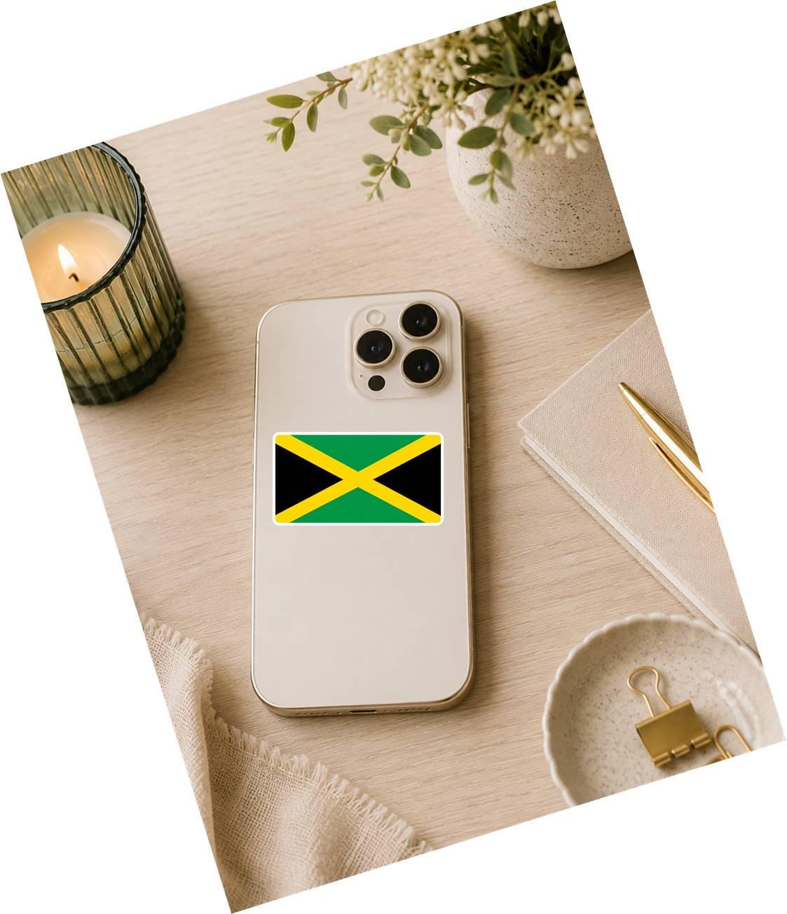 Jamaica Flag Sticker, Jamaican Flag Decal, Jamaica Vinyl Sticker, Jamaican Pride Sticker, Jamaica Travel Decal ST 078