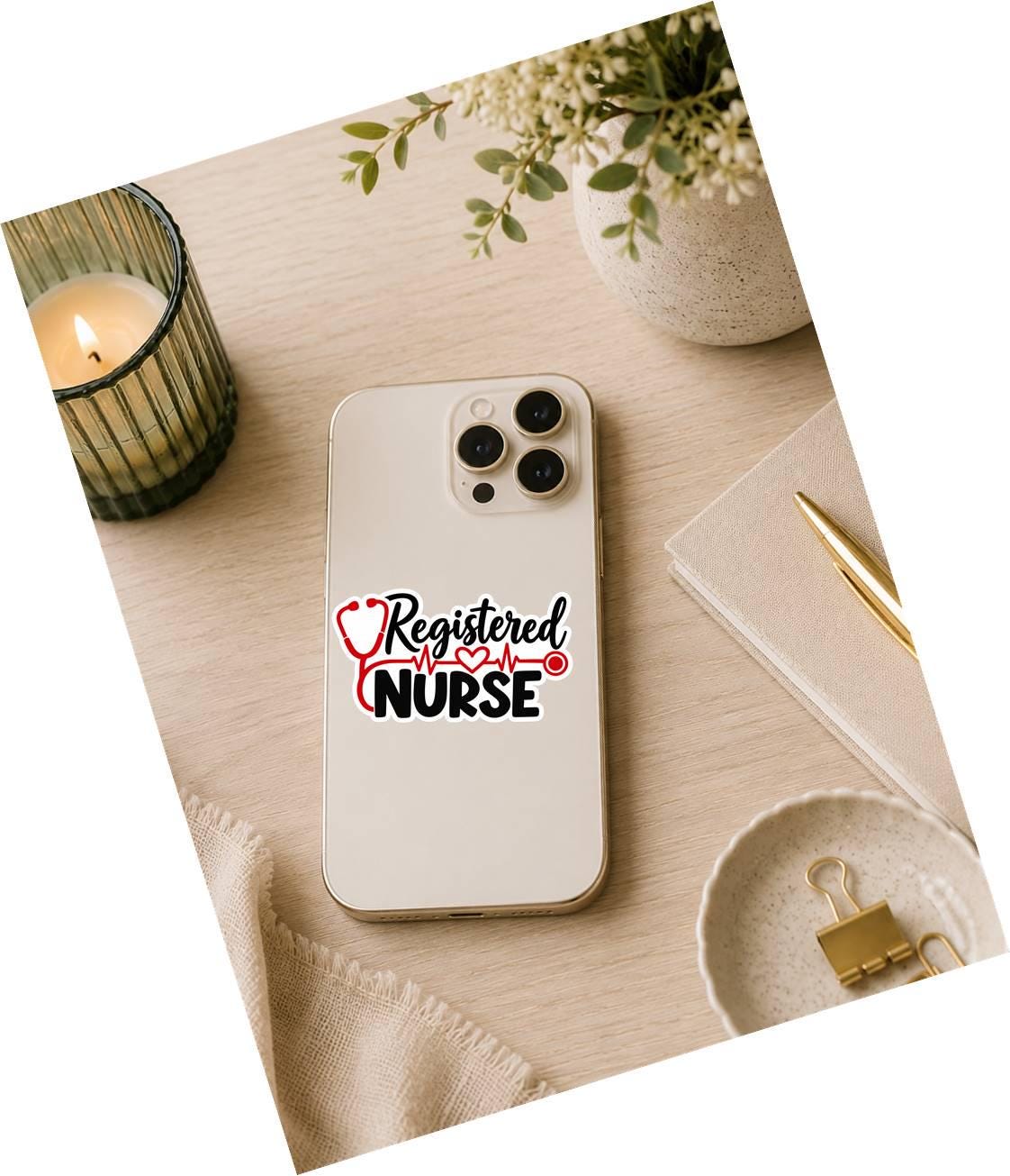Registered Nurse Sticker, RN Nurse Sticker, Nursing Vinyl Decal, Nurse Gift, Stethoscope Sticker, Healthcare Worker Gift ST 079