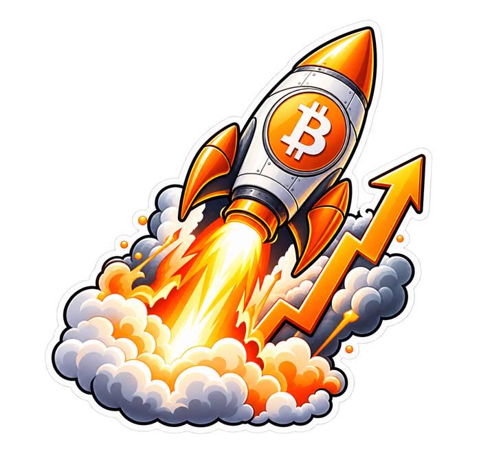 Bitcoin Rocket Sticker, Crypto Bull Market Vinyl Decal, BTC Moon Sticker ST 133