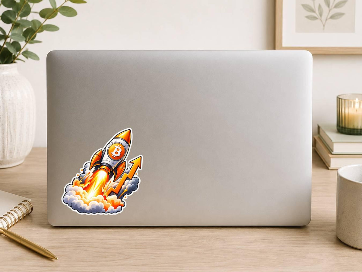 Bitcoin Rocket Sticker, Crypto Bull Market Vinyl Decal, BTC Moon Sticker ST 133