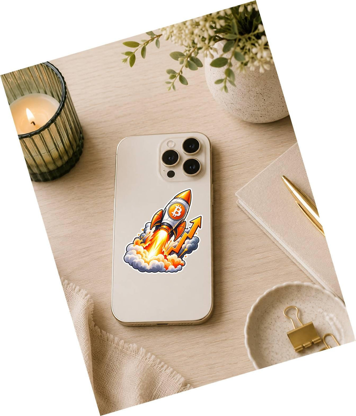 Bitcoin Rocket Sticker, Crypto Bull Market Vinyl Decal, BTC Moon Sticker ST 133