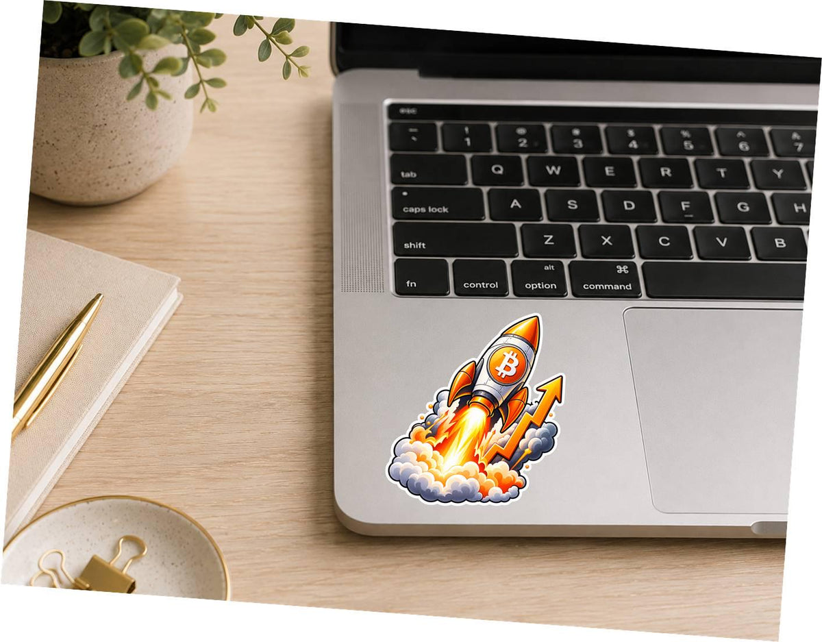 Bitcoin Rocket Sticker, Crypto Bull Market Vinyl Decal, BTC Moon Sticker ST 133
