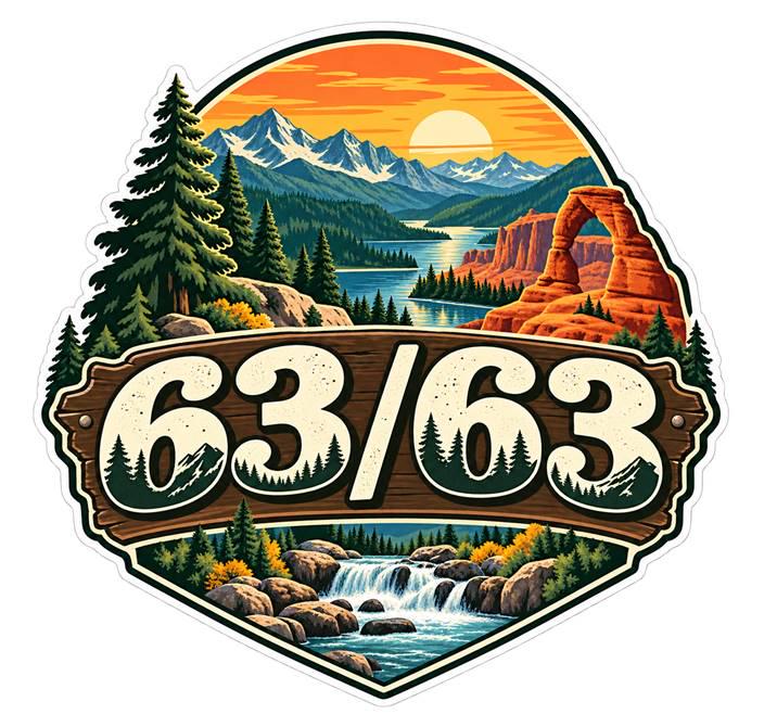 63/63 National Parks Sticker, All 63 Parks Decal, National Park Lover Gift, Hiking Travel Sticker ST 159