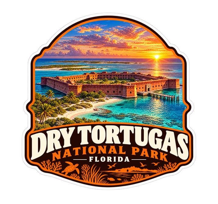 Dry Tortugas National Park Sticker, Florida Travel Vinyl Decal, National Park Sticker ST 147