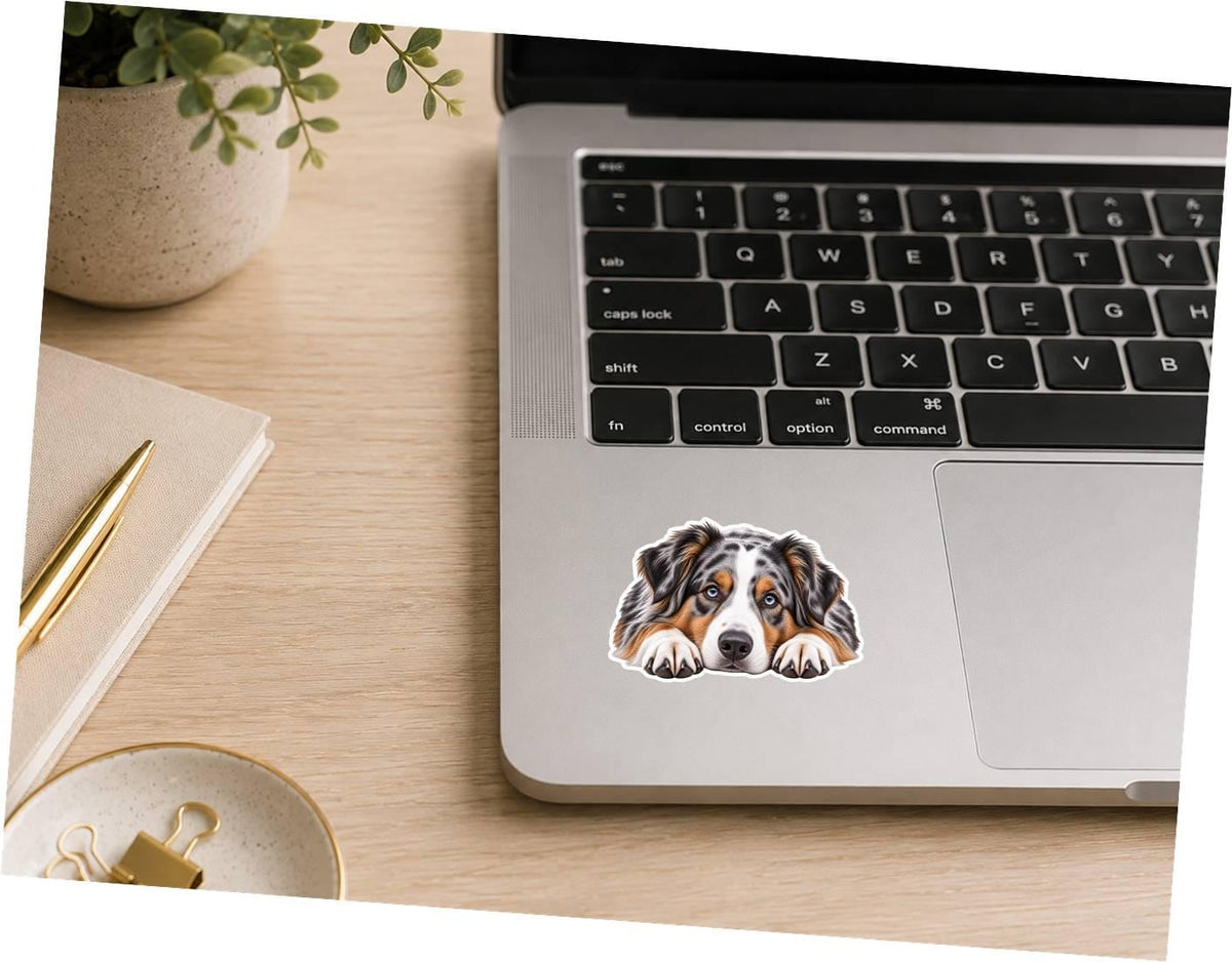 Australian Shepherd Sticker, Aussie Dog Sticker, Blue Merle Aussie Decal, Australian Shepherd Gift, Dog Lover Vinyl Sticker st 088