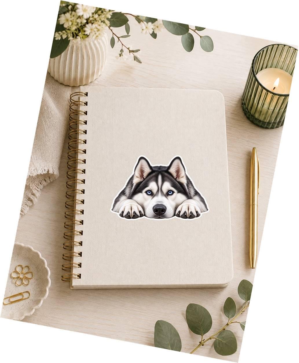 Siberian Husky Sticker, Husky Dog Sticker, Blue Eyed Husky Decal, Husky Mom Gift, Siberian Husky Gift, Dog Lover Vinyl Sticker st 094