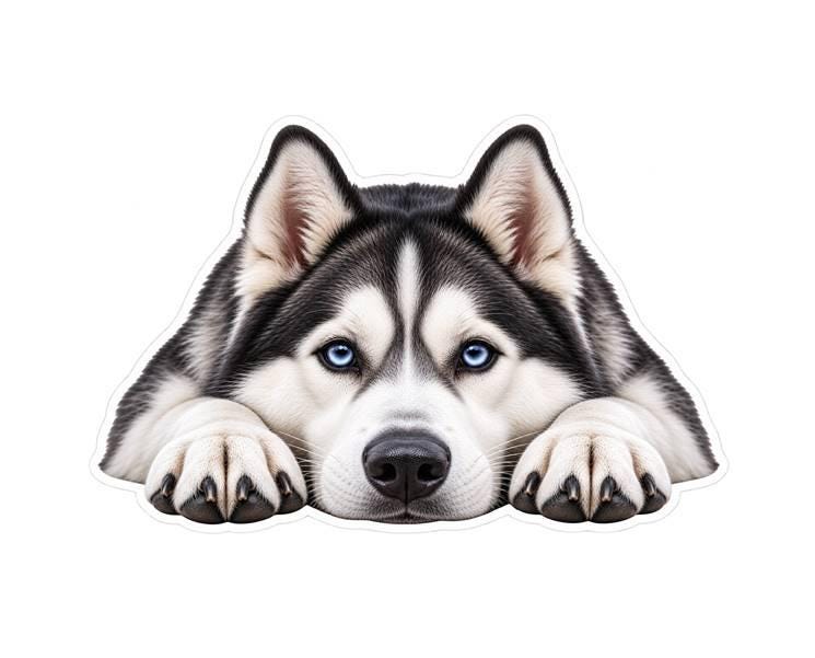 Siberian Husky Sticker, Husky Dog Sticker, Blue Eyed Husky Decal, Husky Mom Gift, Siberian Husky Gift, Dog Lover Vinyl Sticker st 094