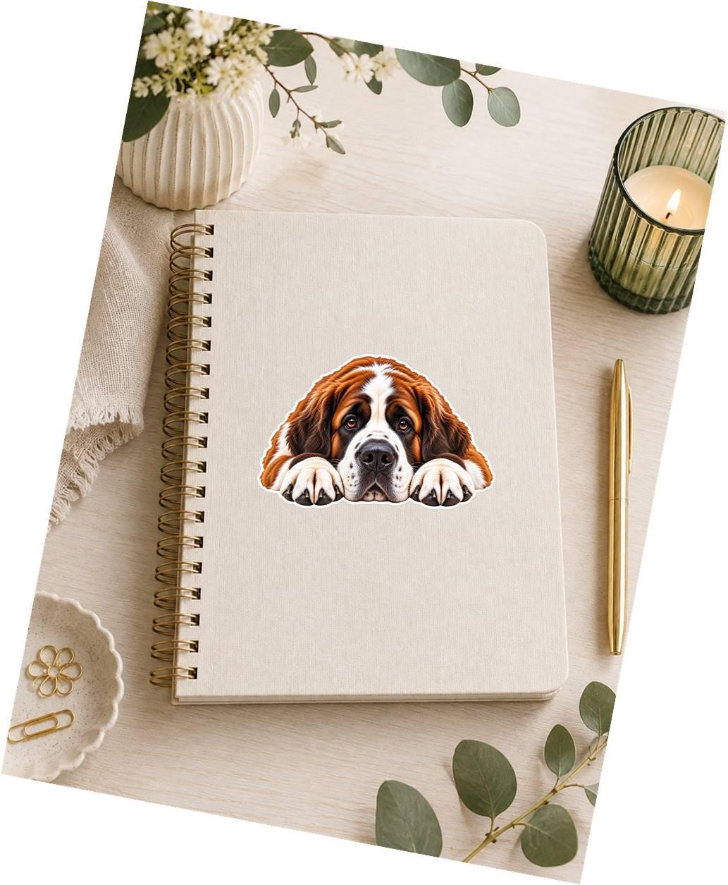 Saint Bernard Sticker, St Bernard Dog Sticker, Saint Bernard Decal, St Bernard Gift, Giant Breed Dog, Dog Lover Vinyl Sticker st 096