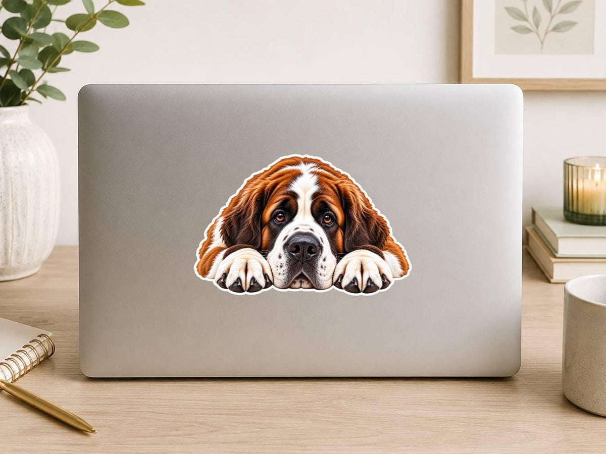 Saint Bernard Sticker, St Bernard Dog Sticker, Saint Bernard Decal, St Bernard Gift, Giant Breed Dog, Dog Lover Vinyl Sticker st 096
