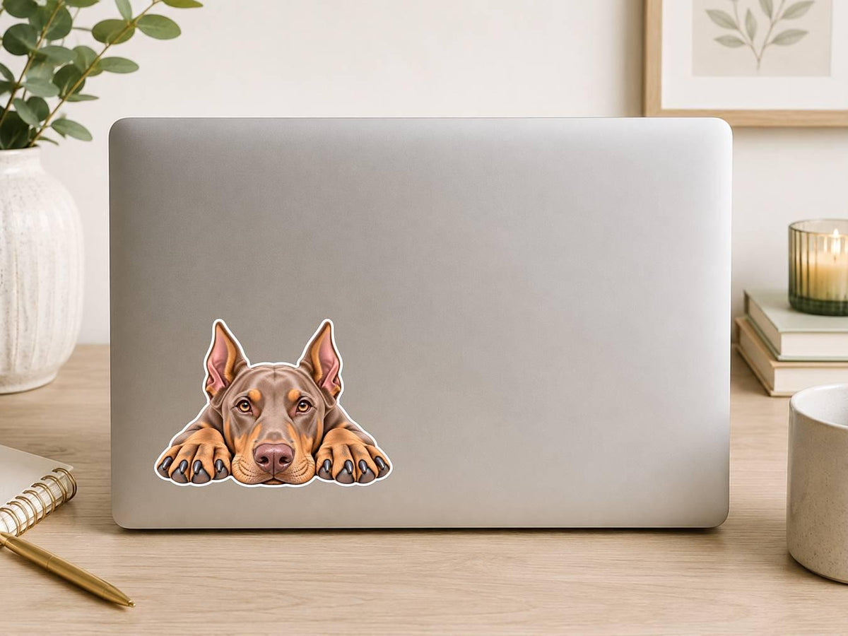 Doberman Pinscher Sticker, Doberman Dog Vinyl Decal, Waterproof Laminated Sticker st 102