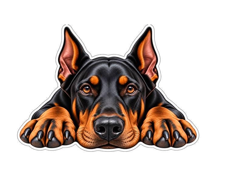 Doberman Pinscher Sticker, Doberman Dog Vinyl Decal, Waterproof Laminated Sticker st 102