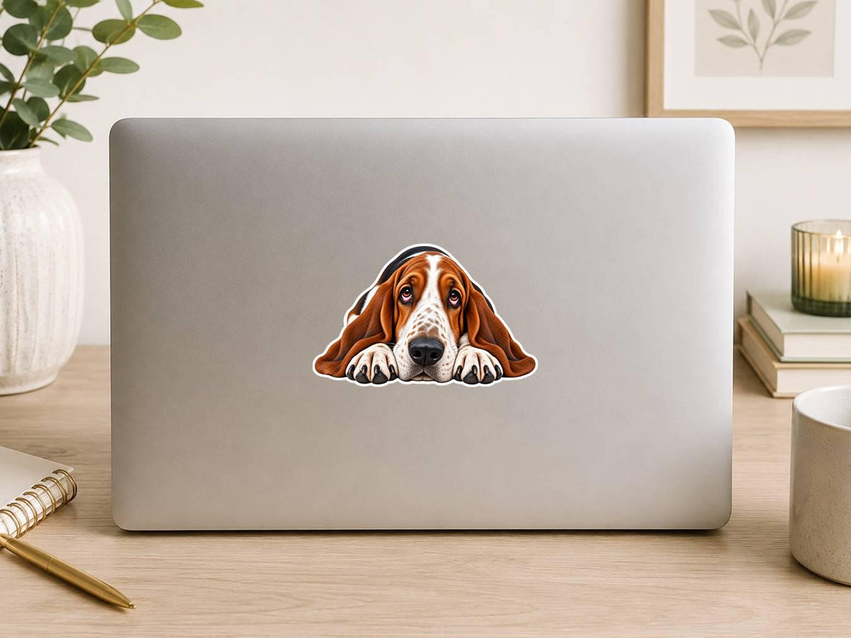 Basset Hound Sticker, Basset Hound Dog Vinyl Decal, Waterproof Laminated Dog Sticker st 105