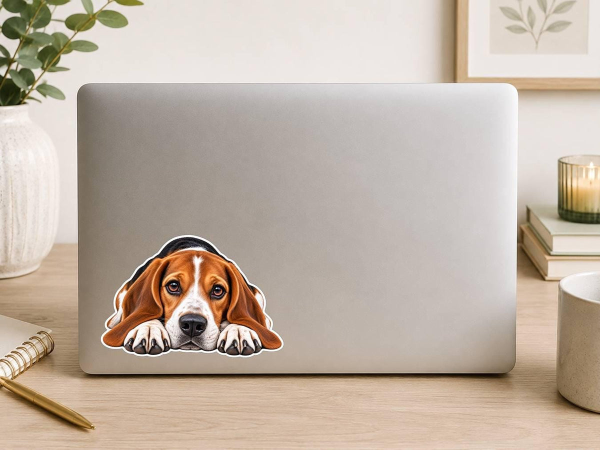 Beagle Sticker, Beagle Dog Vinyl Decal, Waterproof Laminated Hound Dog Sticker st 107