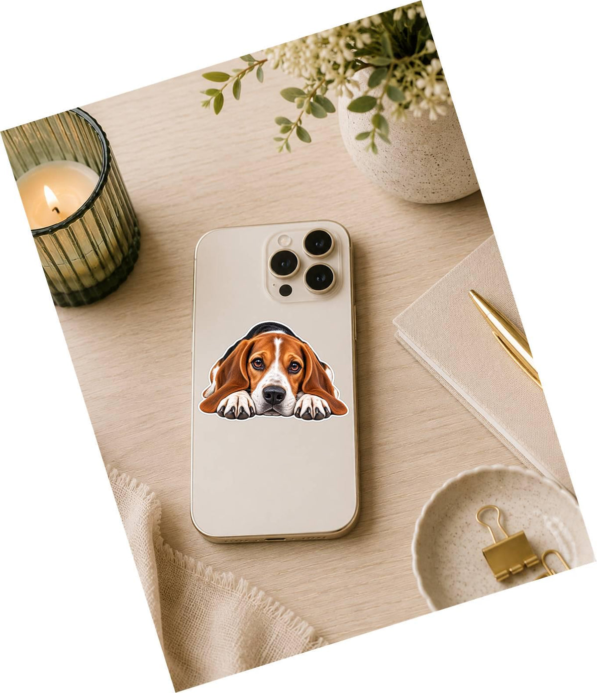 Beagle Sticker, Beagle Dog Vinyl Decal, Waterproof Laminated Hound Dog Sticker st 107