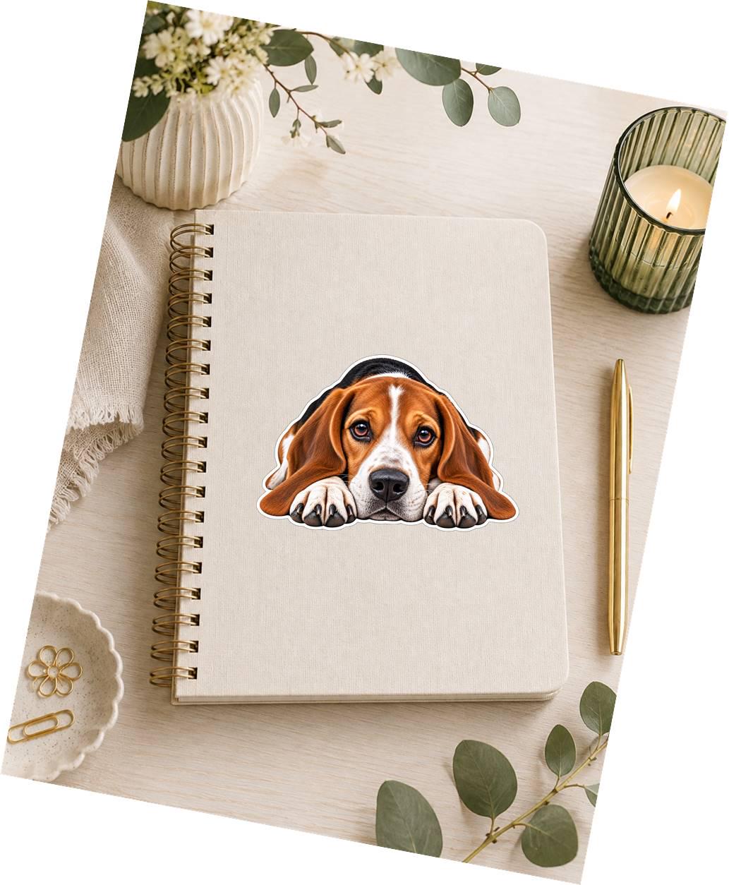 Beagle Sticker, Beagle Dog Vinyl Decal, Waterproof Laminated Hound Dog Sticker st 107