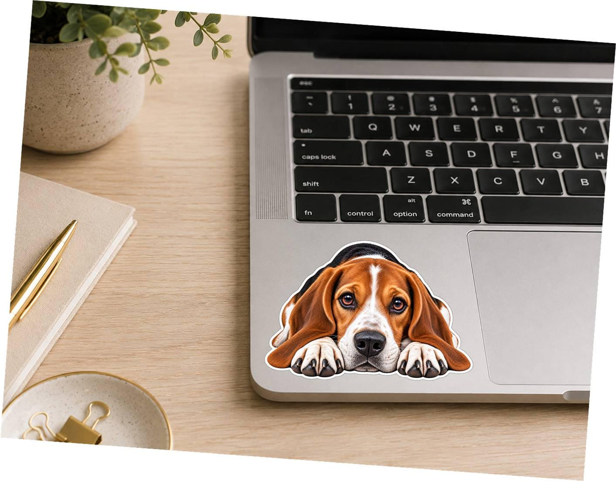 Beagle Sticker, Beagle Dog Vinyl Decal, Waterproof Laminated Hound Dog Sticker st 107