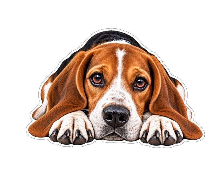 Beagle Sticker, Beagle Dog Vinyl Decal, Waterproof Laminated Hound Dog Sticker st 107