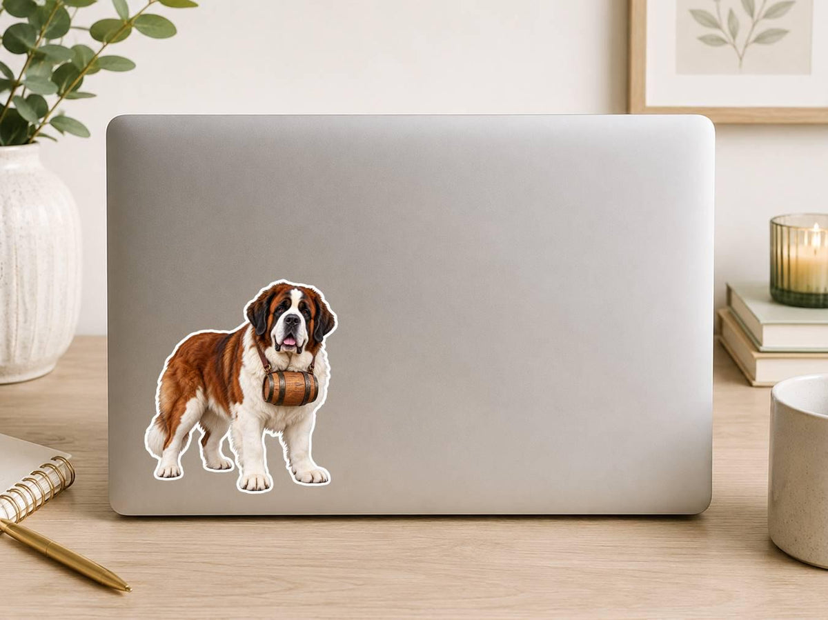 Saint Bernard Sticker | Whiskey Barrel Dog Decal | St Bernard Rescue Dog Sticker st 164