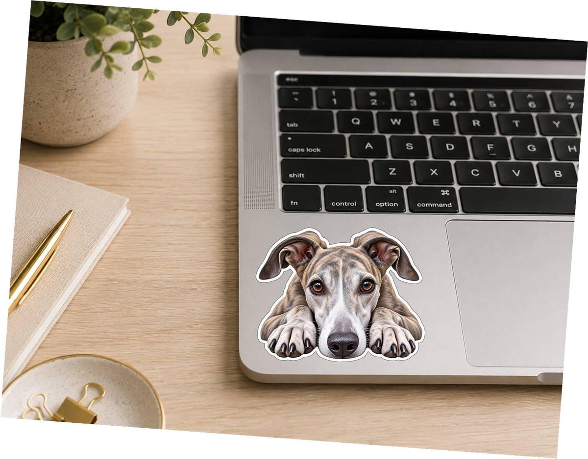 Greyhound Sticker, Running Greyhound Vinyl Decal, Waterproof Laminated Dog Sticker st 110