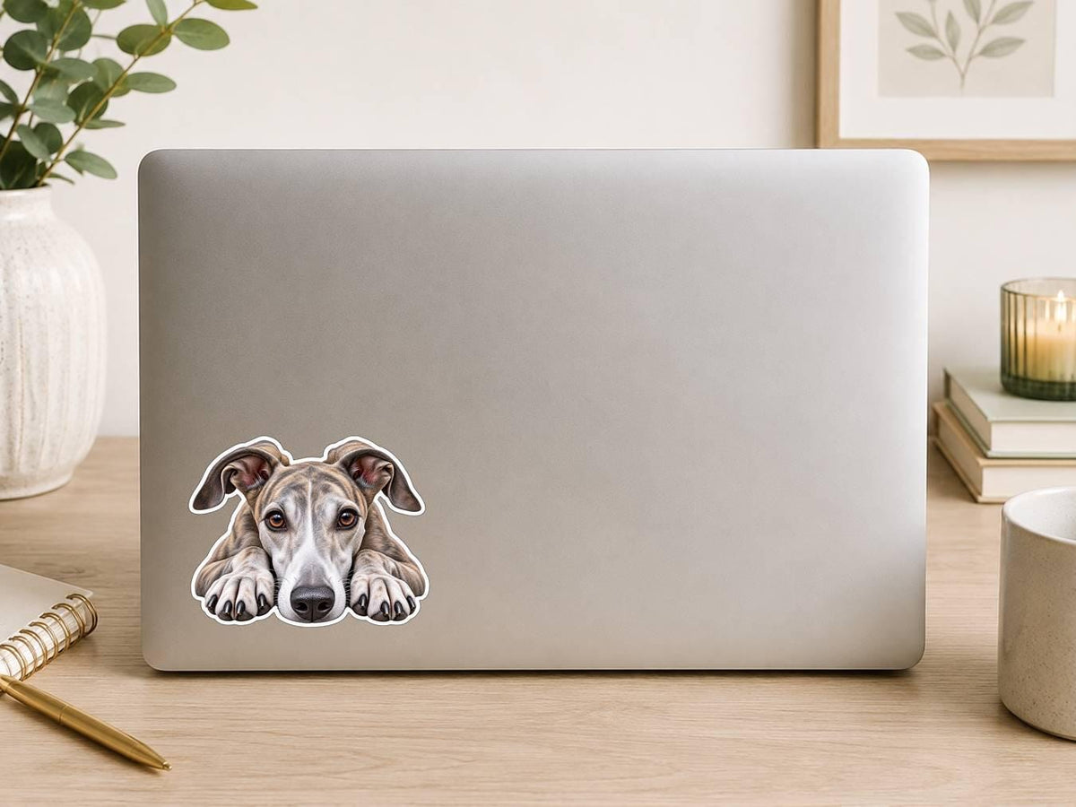 Greyhound Sticker, Running Greyhound Vinyl Decal, Waterproof Laminated Dog Sticker st 110