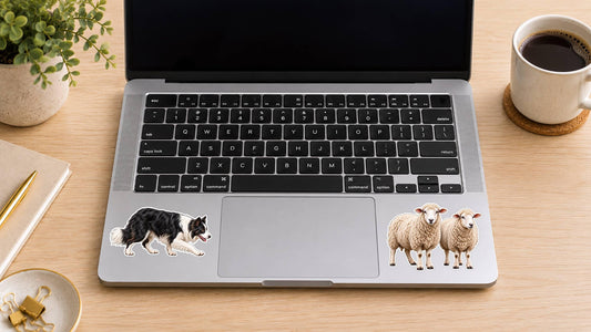 Border Collie Herding Sheep Stickers, Sheepdog Vinyl Decal, Farm Dog Sticker ST 120
