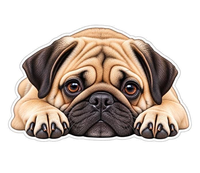 Pug Sticker, Pug Dog Vinyl Decal, Waterproof Laminated Dog Sticker st 122