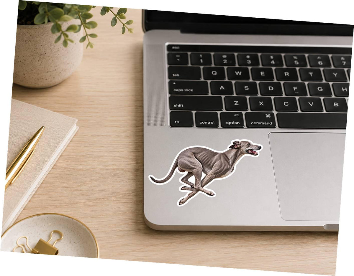 Greyhound Sticker, Running Greyhound Vinyl Decal, Waterproof Laminated Dog Sticker st 166