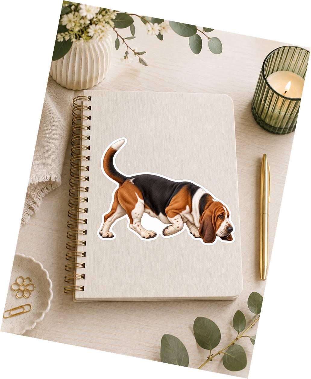 Basset Hound Sticker, Basset Hound Dog Vinyl Decal, Waterproof Laminated Dog Sticker st 167