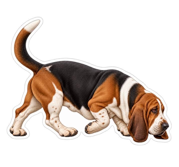 Basset Hound Sticker, Basset Hound Dog Vinyl Decal, Waterproof Laminated Dog Sticker st 167