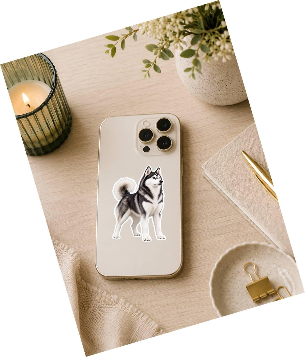 Siberian Husky Sticker, Husky Dog Vinyl Decal, Waterproof Laminated Dog Sticker ST 172