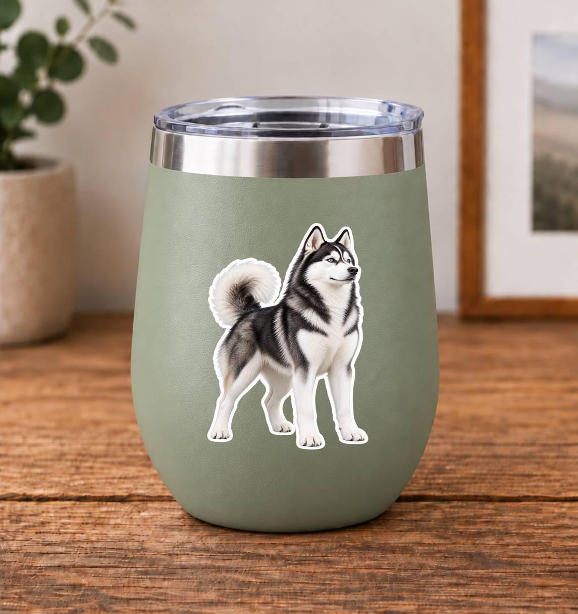 Siberian Husky Sticker, Husky Dog Vinyl Decal, Waterproof Laminated Dog Sticker ST 172
